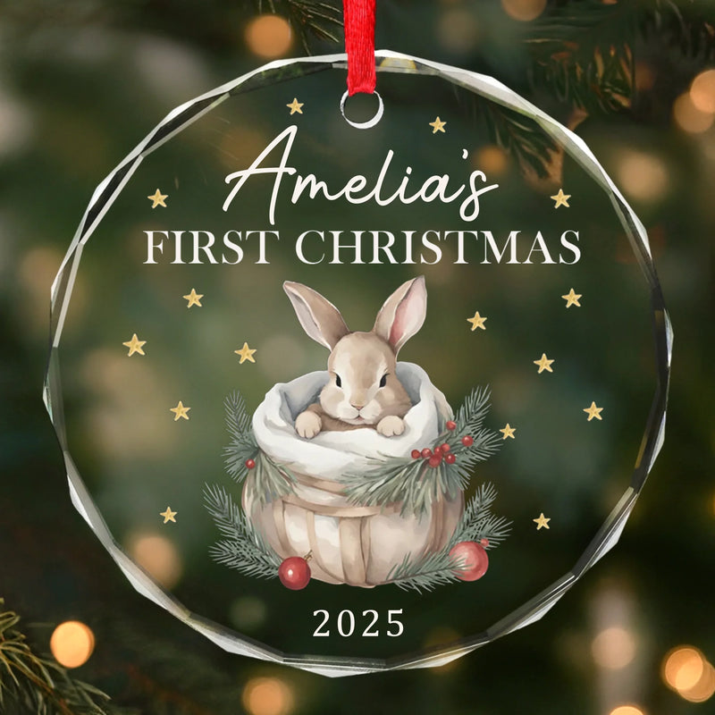 Custom Baby First Christmas Glass Ornament - Personalized Christmas Baby Shower, Gifts For New Moms, New Dads, New Parents - Our Little Star’s First Holiday
