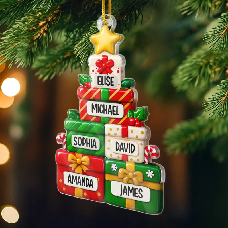 Custom Acrylic Ornament - Personalized Christmas Birthday Gifts For Mom, Dad, Brother, Sister, Kids - Family Love Lights Christmas