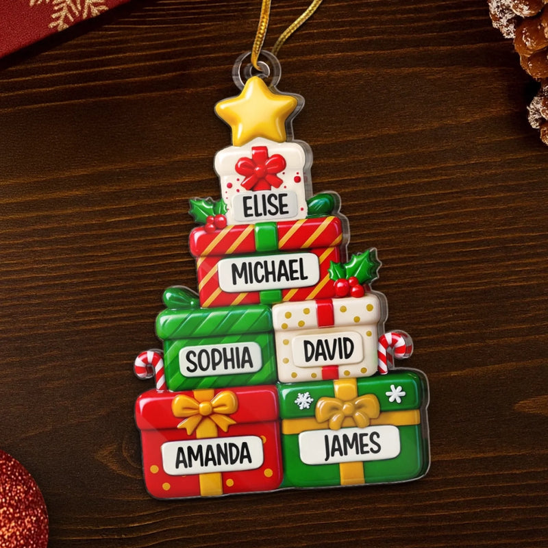Custom Acrylic Ornament - Personalized Christmas Birthday Gifts For Mom, Dad, Brother, Sister, Kids - Family Love Lights Christmas