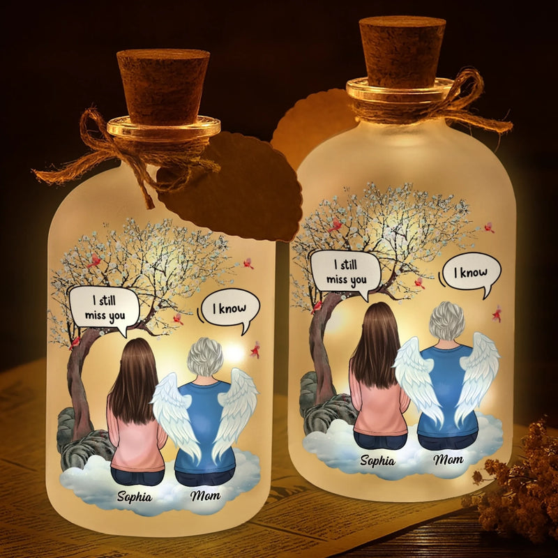 Custom Glass Bottle LED Light - Personalized Christmas Memorial Sympathy Gifts For Loss Of Mom, Dad - A Life Cherished Never Forgotten