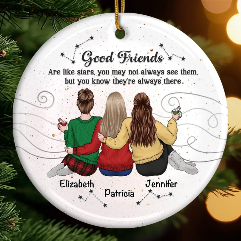 Custom Ceramic Ornament - Personalized Best Friend Christmas Birthday Gifts For Women, Besties, Sisters, BFF - Forever On Your Side