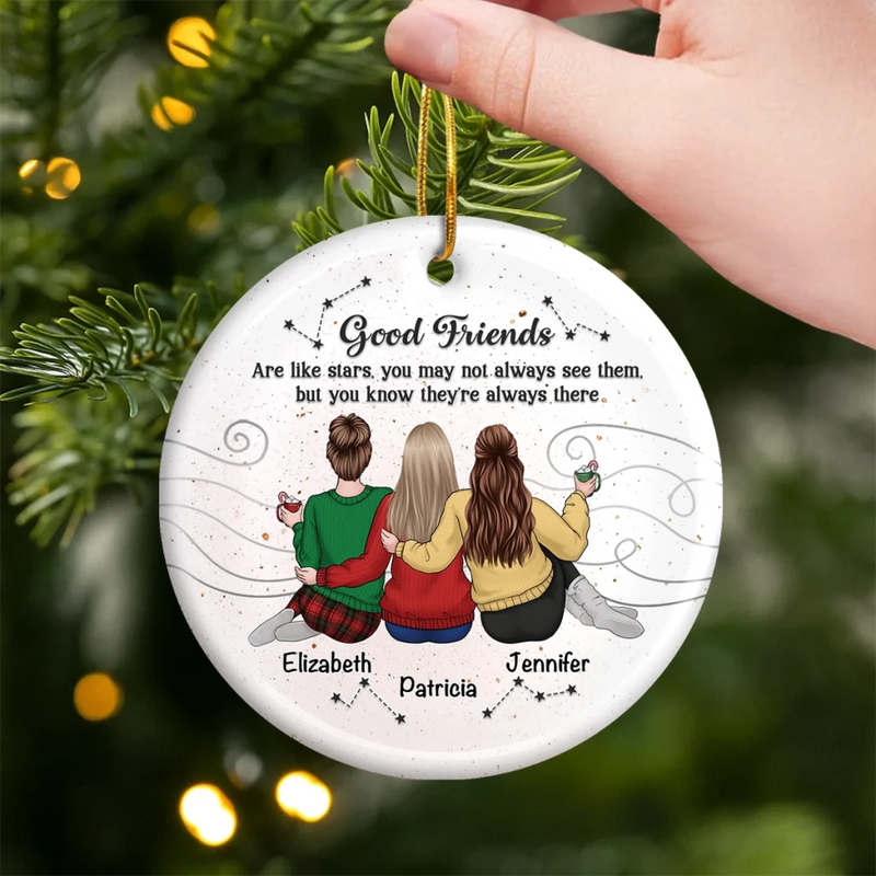 Custom Ceramic Ornament - Personalized Best Friend Christmas Birthday Gifts For Women, Besties, Sisters, BFF - Forever On Your Side