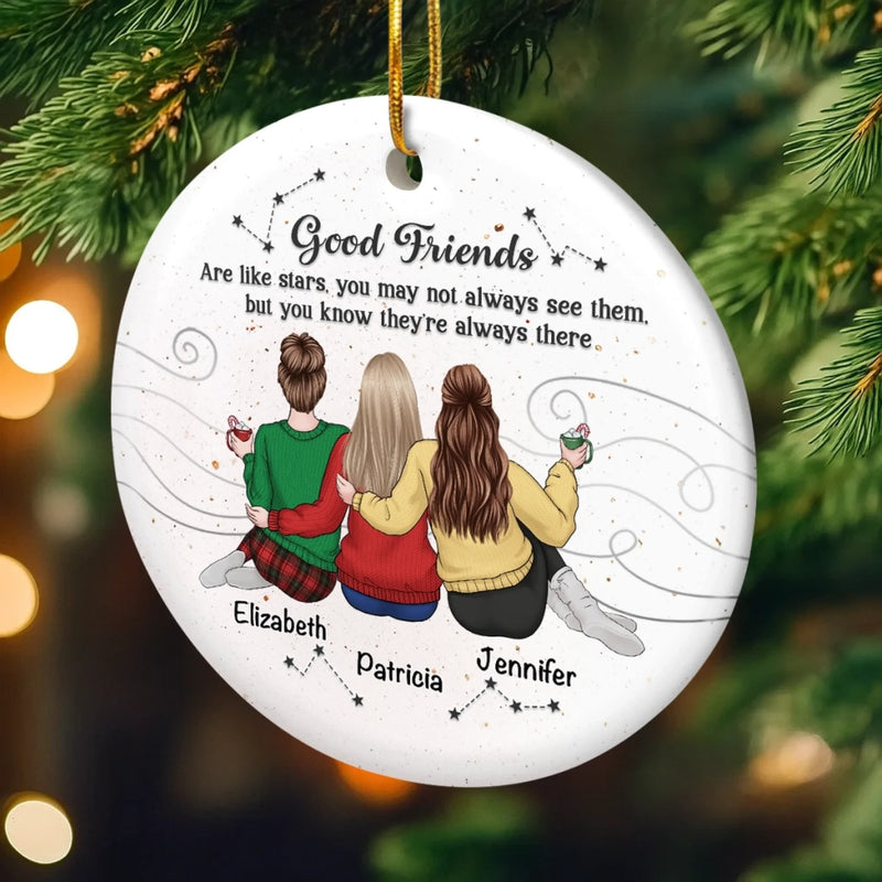 Custom Ceramic Ornament - Personalized Best Friend Christmas Birthday Gifts For Women, Besties, Sisters, BFF - Forever On Your Side