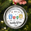 Custom First Christmas Acrylic Rotating Ornament - Personalized Christmas Birthday Gifts For Mom, Dad, Brother, Sister, Kids - Hearts Gather Around The Tree