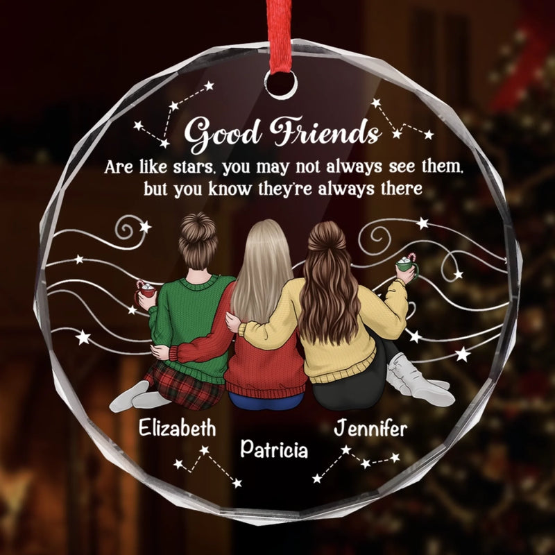 Custom Circle Glass Ornament - Personalized Christmas Best Friend Birthday Gifts For Women, Besties, Sisters, BFF - Our Story Glitters