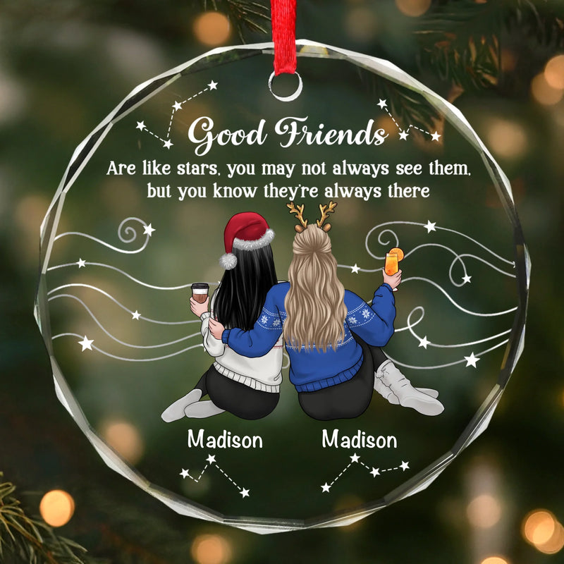 Custom Circle Glass Ornament - Personalized Christmas Best Friend Birthday Gifts For Women, Besties, Sisters, BFF - Our Story Glitters