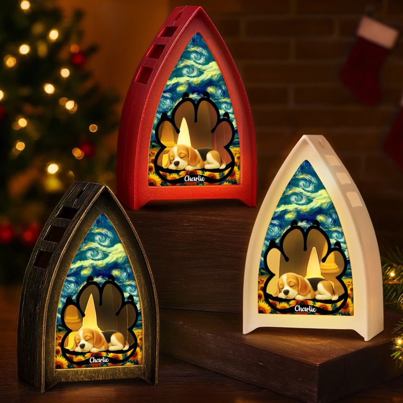 Custom Starry Night LED Tabletop Lantern Light - Personalized Pet Christmas Memorial Sympathy Gifts For Dogs - Forever My Flame