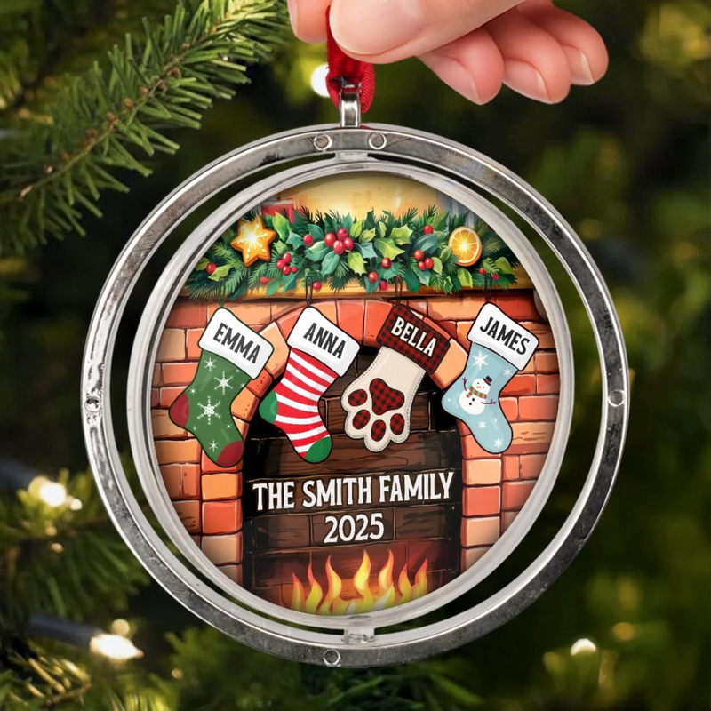 Custom Acrylic Rotating Ornament - Personalized Christmas Birthday Gifts For Mom, Dad, Brother, Sister, Kids - Blessed With Family Love