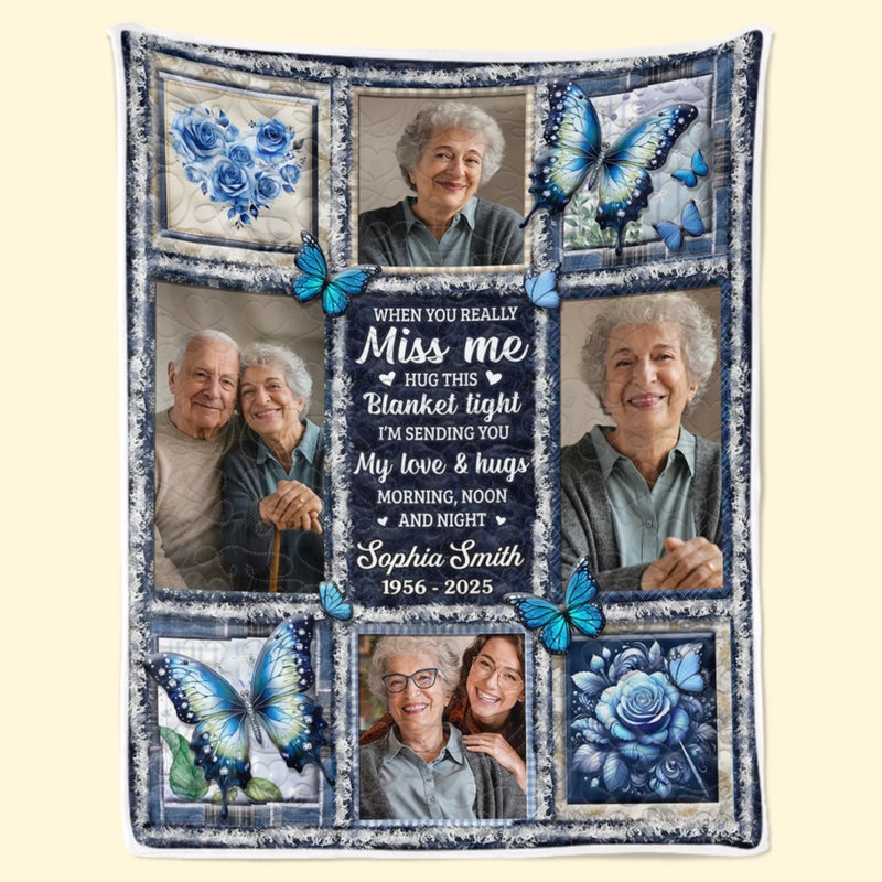 Custom Photo Blanket - Personalized Christmas Memorial Sympathy Gifts For Loss Of Mom, Dad - Love Lives Beyond The Years