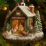 Custom Wood Ornament - Personalized Christmas Birthday Gifts For Chicken Lovers, Farmers, Homesteaders - Chicken Love, Farm Life, Christmas Joy