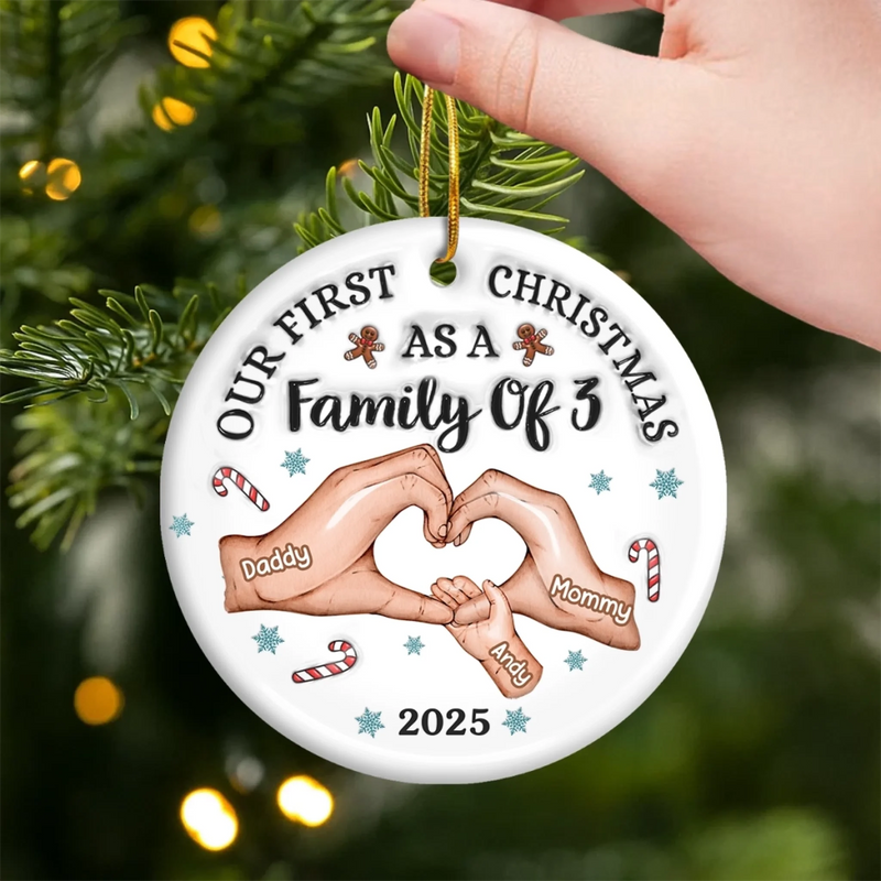 Custom First Christmas Ceramic Ornament - Personalized Christmas Birthday Gifts For Mom, Dad, Brother, Sister, Kids - Together Is Our Best Place