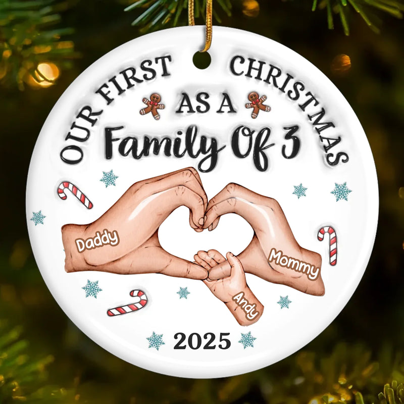 Custom First Christmas Ceramic Ornament - Personalized Christmas Birthday Gifts For Mom, Dad, Brother, Sister, Kids - Together Is Our Best Place
