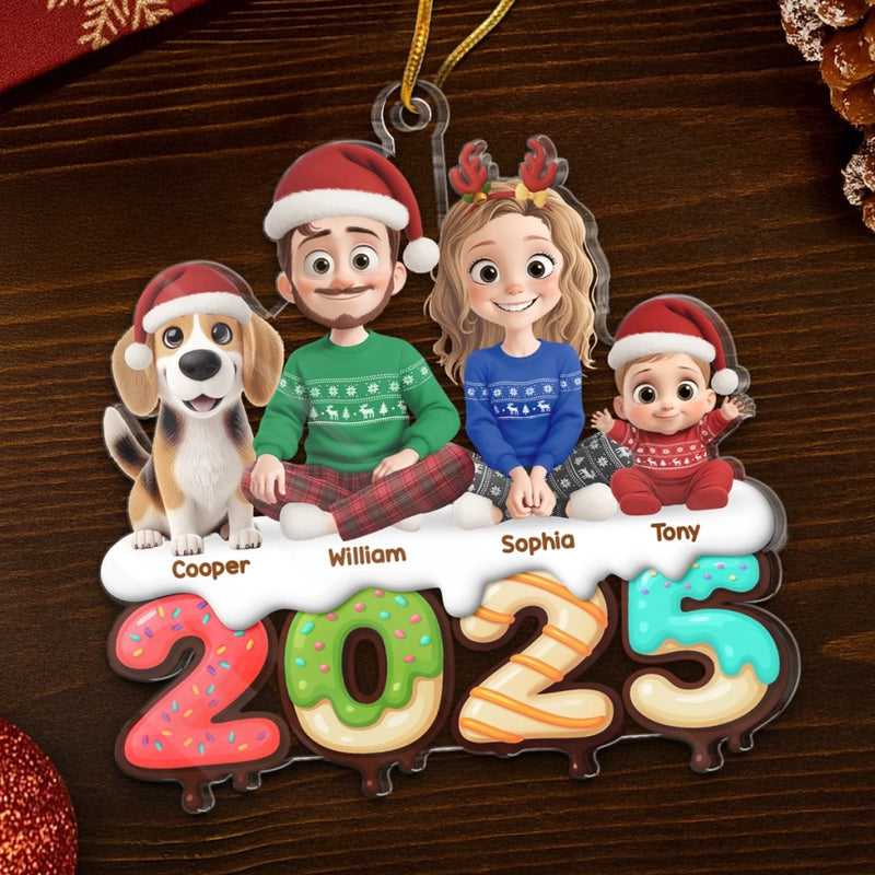 Custom Acrylic Ornament - Personalized Christmas Birthday Gifts For Family, Dog Cat Lovers - Our Family Our Forever