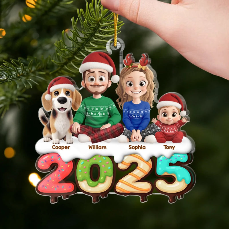 Custom Acrylic Ornament - Personalized Christmas Birthday Gifts For Family, Dog Cat Lovers - Our Family Our Forever