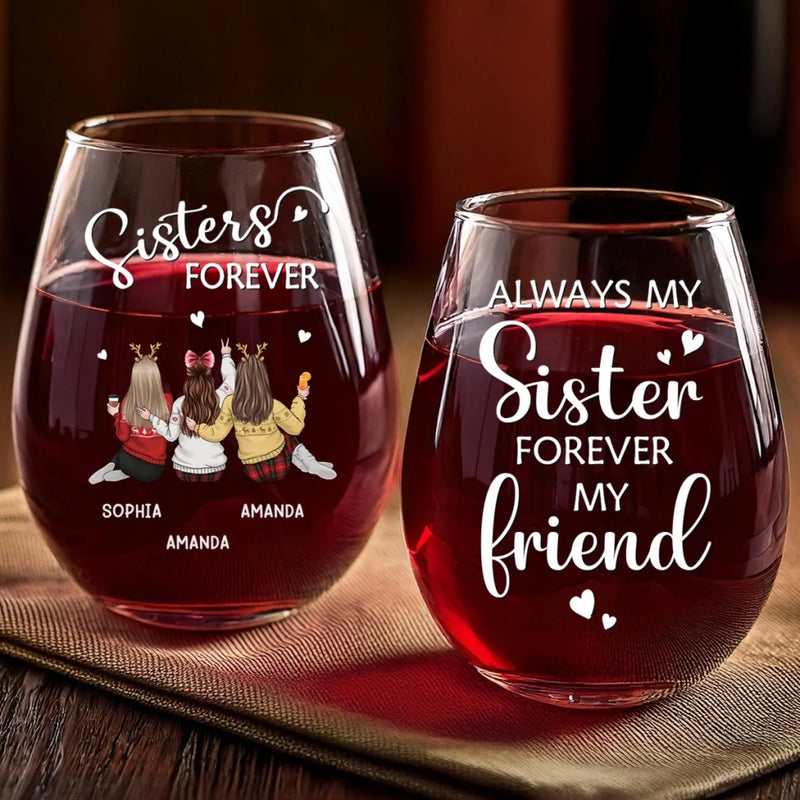 Custom Wine Glass - Personalized Best Friend Christmas Birthday Gifts For Women, Besties, Sisters, BFF - Laughs In Every Pour