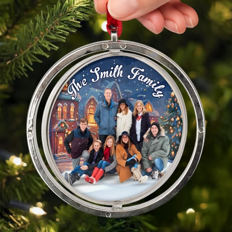 Custom Photo Acrylic Rotating Ornament - Personalized Christmas Birthday Gifts For Mom, Dad, Brother, Sister, Kids - Hearts Together This Christmas Season