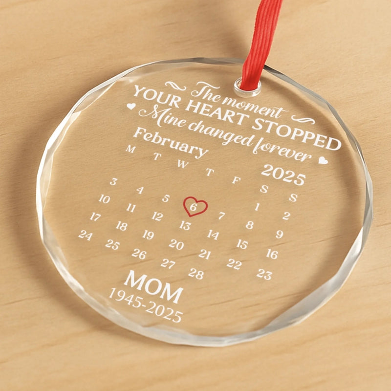 Custom Circle Glass Ornament - Personalized Christmas Memorial Sympathy Gifts For Loss Of Mom, Dad - In Our Hearts You Remain