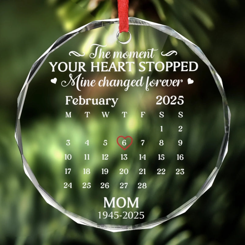 Custom Circle Glass Ornament - Personalized Christmas Memorial Sympathy Gifts For Loss Of Mom, Dad - In Our Hearts You Remain