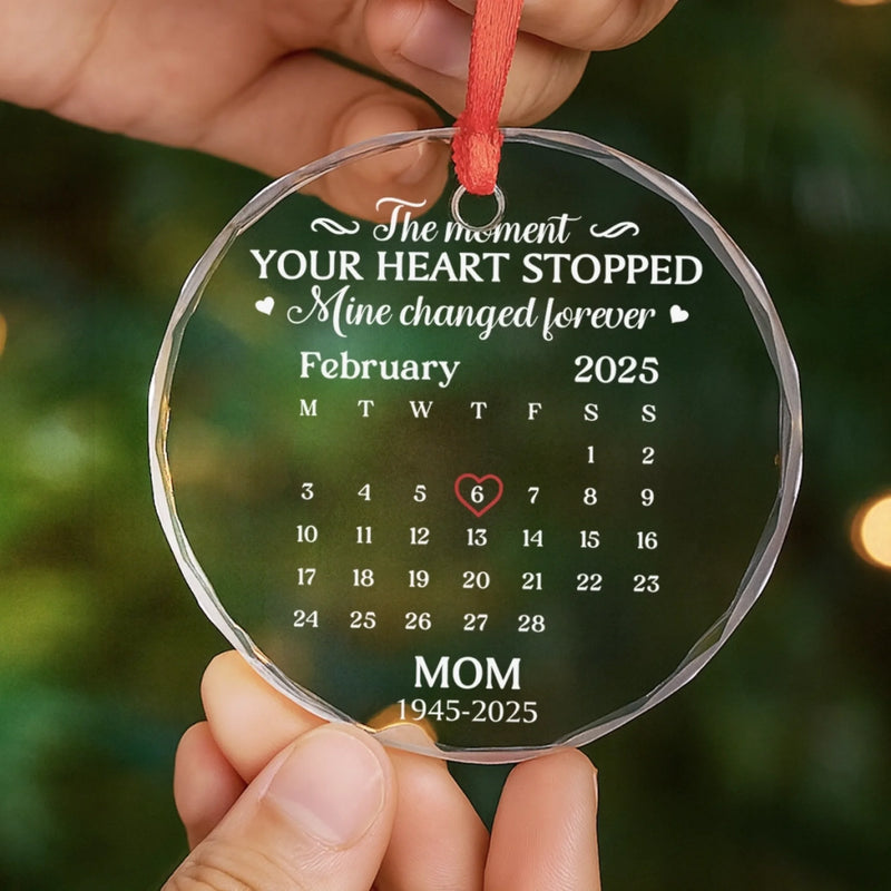 Custom Circle Glass Ornament - Personalized Christmas Memorial Sympathy Gifts For Loss Of Mom, Dad - In Our Hearts You Remain