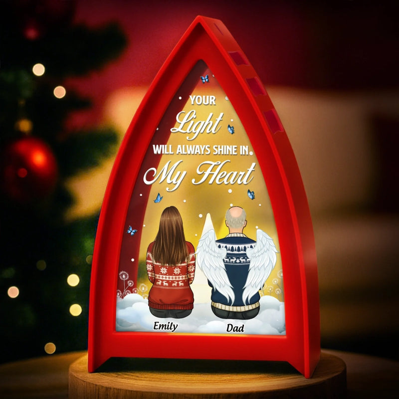 Custom LED Tabletop Lantern Light - Personalized Christmas Memorial Sympathy Gifts For Loss Of Mom, Dad - Your Light Shines Forever