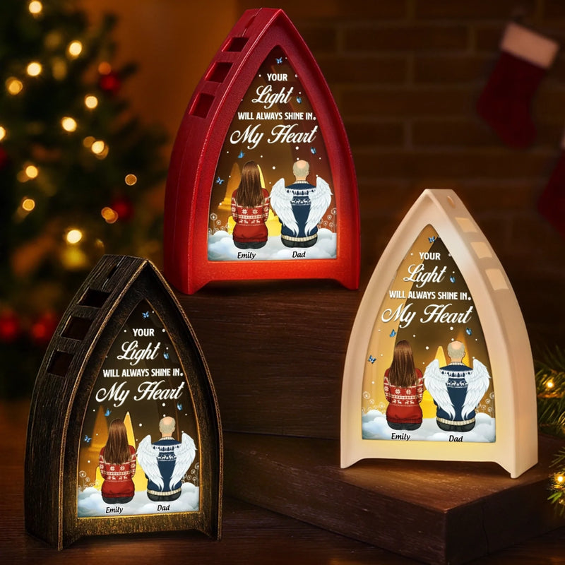 Custom LED Tabletop Lantern Light - Personalized Christmas Memorial Sympathy Gifts For Loss Of Mom, Dad - Your Light Shines Forever