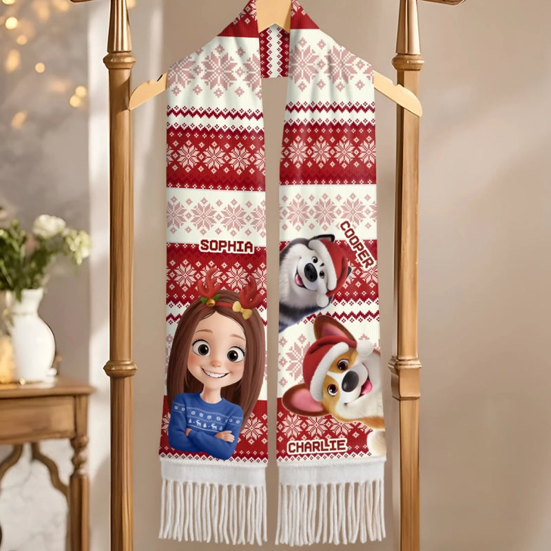 Custom Wool Scarf With Tassel - Personalized  Christmas Birthday Gifts For Dog Lovers, Dog Dad And Mom - Fur Mama