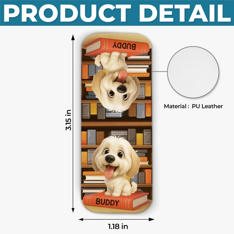 Custom Leather Magnetic Bookmark - Personalized  Bookish Gifts For Book Lovers, Bookworms, Dog Dad And Mom, Cat Owners - Paws Mark My Place