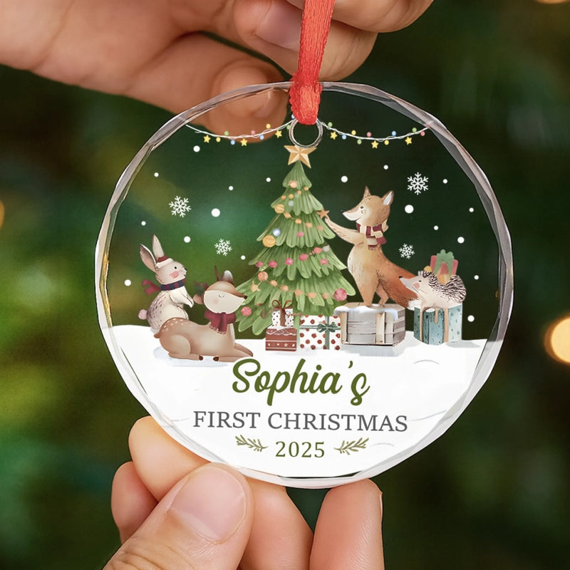 Custom Baby First Christmas Glass Ornament - Personalized Christmas Baby Shower, Gifts For New Moms, New Dads, New Parents - Our Heart’s First Christmas Ornament