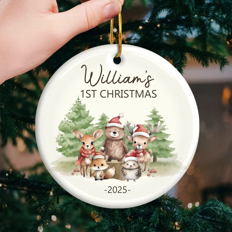 Custom Baby First Christmas Ceramic Ornament - Personalized Christmas Baby Shower, Gender Reveal Gifts For New Moms, New Dads, New Parents - Born To Be Loved