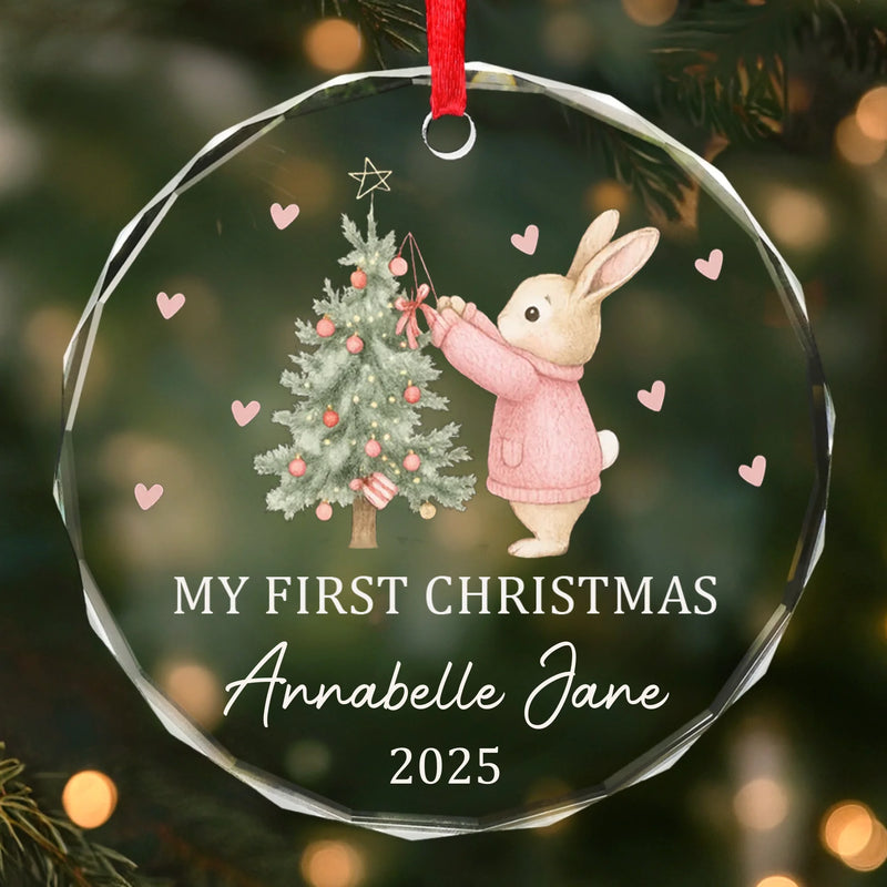 Custom Baby First Christmas Glass Ornament - Personalized Christmas Baby Shower, Gifts For New Moms, New Dads, New Parents - Tiny But Mighty Christmas Cheer