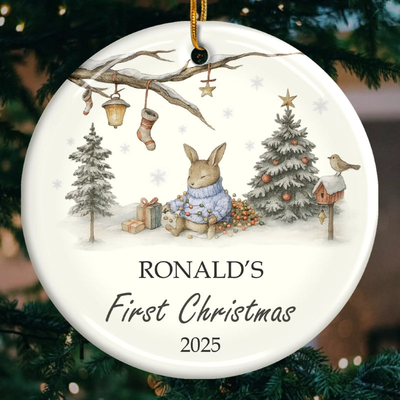 Custom Baby First Christmas Ceramic Ornament - Personalized Christmas Baby Shower, Gifts For New Moms, New Dads, New Parents - Baby’s First Christmas Magic