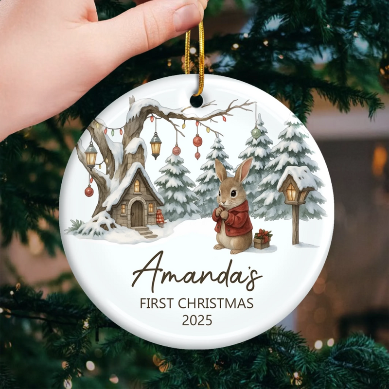 Custom Baby First Christmas Ceramic Ornament - Personalized Christmas Baby Shower, Gender Reveal Gifts For New Moms, New Dads, New Parents - Little One Big Love