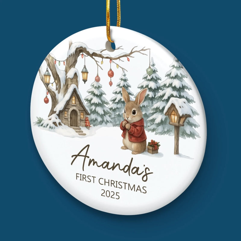 Custom Baby First Christmas Ceramic Ornament - Personalized Christmas Baby Shower, Gender Reveal Gifts For New Moms, New Dads, New Parents - Little One Big Love