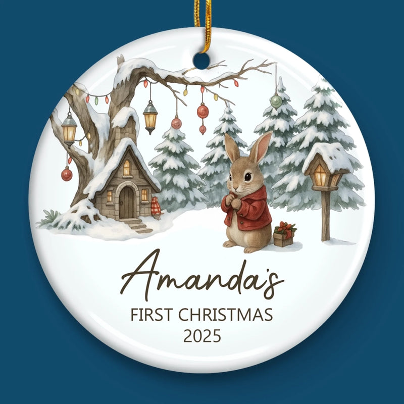 Custom Baby First Christmas Ceramic Ornament - Personalized Christmas Baby Shower, Gender Reveal Gifts For New Moms, New Dads, New Parents - Little One Big Love