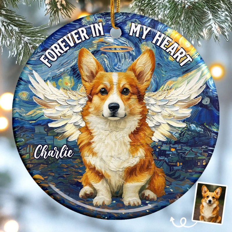 Custom Photo Ceramic Ornament - Personalized Pet Christmas Memorial Sympathy Gifts For Dogs, Cats - Companions Forever In Our Hearts