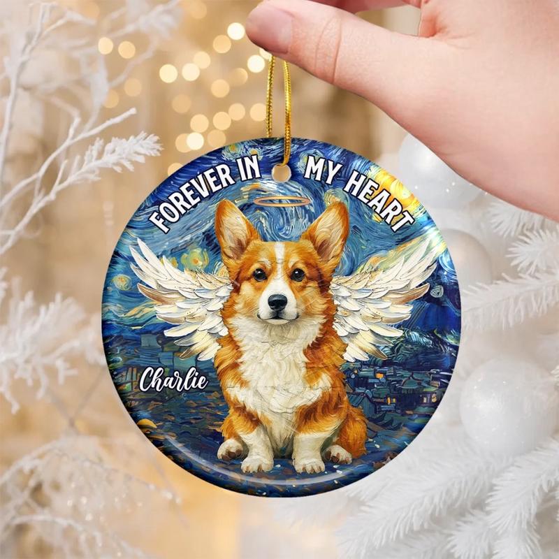 Custom Photo Ceramic Ornament - Personalized Pet Christmas Memorial Sympathy Gifts For Dogs, Cats - Companions Forever In Our Hearts