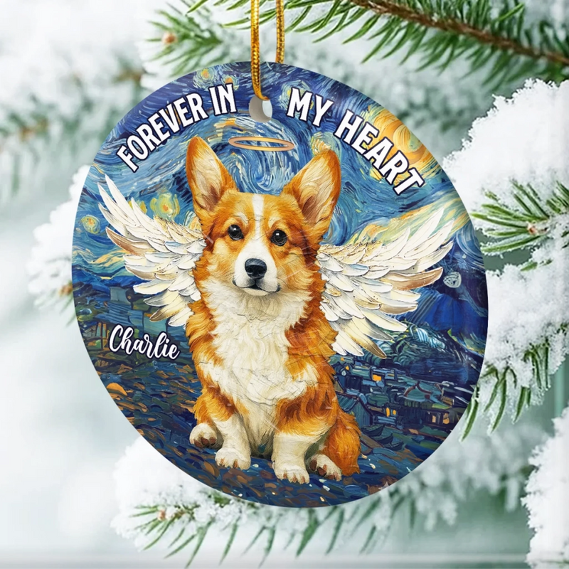 Custom Photo Ceramic Ornament - Personalized Pet Christmas Memorial Sympathy Gifts For Dogs, Cats - Companions Forever In Our Hearts