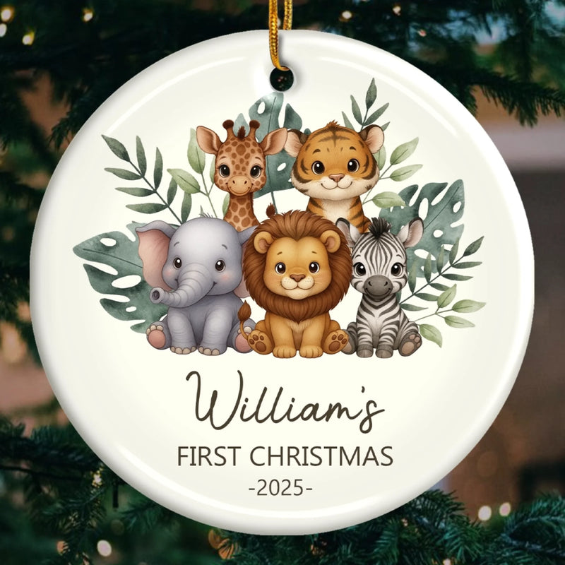 Custom Baby First Christmas Ceramic Ornament - Personalized Christmas Baby Shower, Gender Reveal Gifts For New Moms, New Dads, New Parents - New Life New Joy
