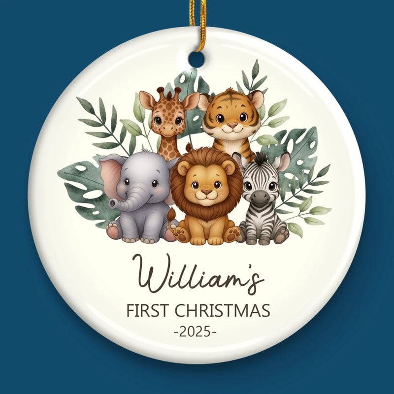 Custom Baby First Christmas Ceramic Ornament - Personalized Christmas Baby Shower, Gender Reveal Gifts For New Moms, New Dads, New Parents - New Life New Joy