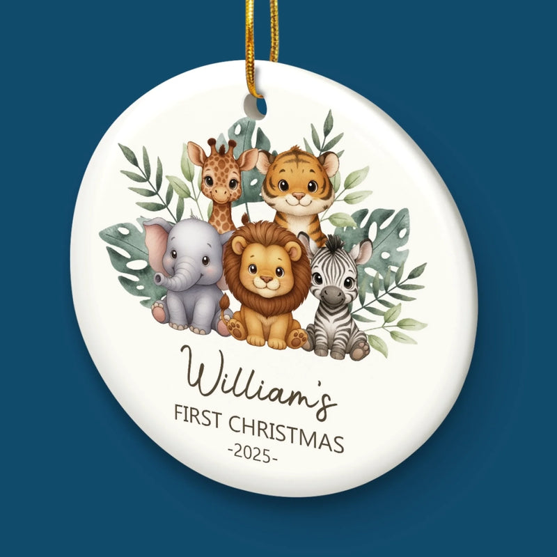Custom Baby First Christmas Ceramic Ornament - Personalized Christmas Baby Shower, Gender Reveal Gifts For New Moms, New Dads, New Parents - New Life New Joy