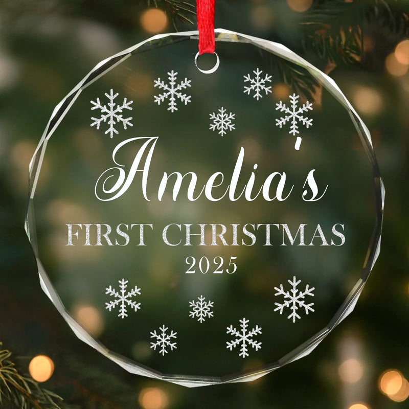 Custom Baby First Christmas Glass Ornament - Personalized Christmas Baby Shower, Gifts For New Moms, New Dads, New Parents - Little Star Shines Bright
