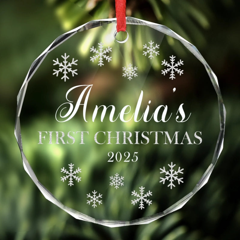 Custom Baby First Christmas Glass Ornament - Personalized Christmas Baby Shower, Gifts For New Moms, New Dads, New Parents - Little Star Shines Bright