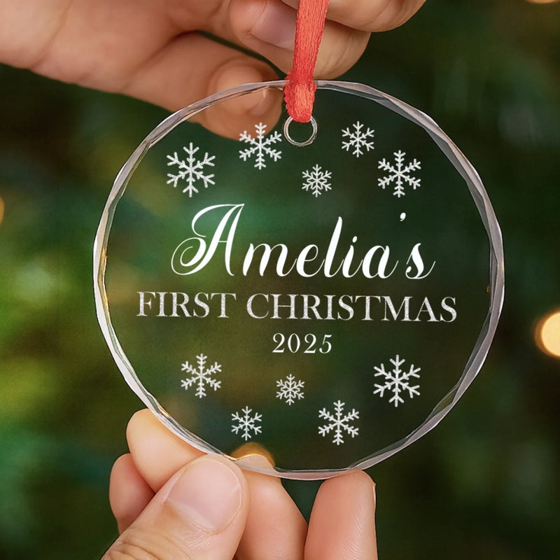 Custom Baby First Christmas Glass Ornament - Personalized Christmas Baby Shower, Gifts For New Moms, New Dads, New Parents - Little Star Shines Bright