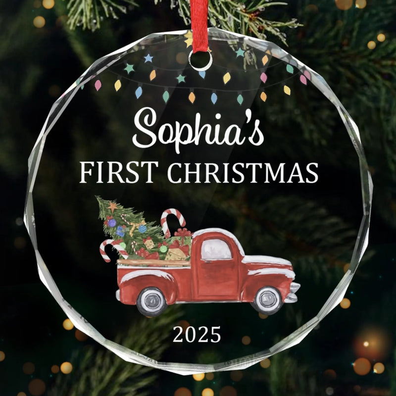 Custom Baby First Christmas Glass Ornament - Personalized Christmas Baby Shower, Gifts For New Moms, New Dads, New Parents - Baby’s Christmas Debut