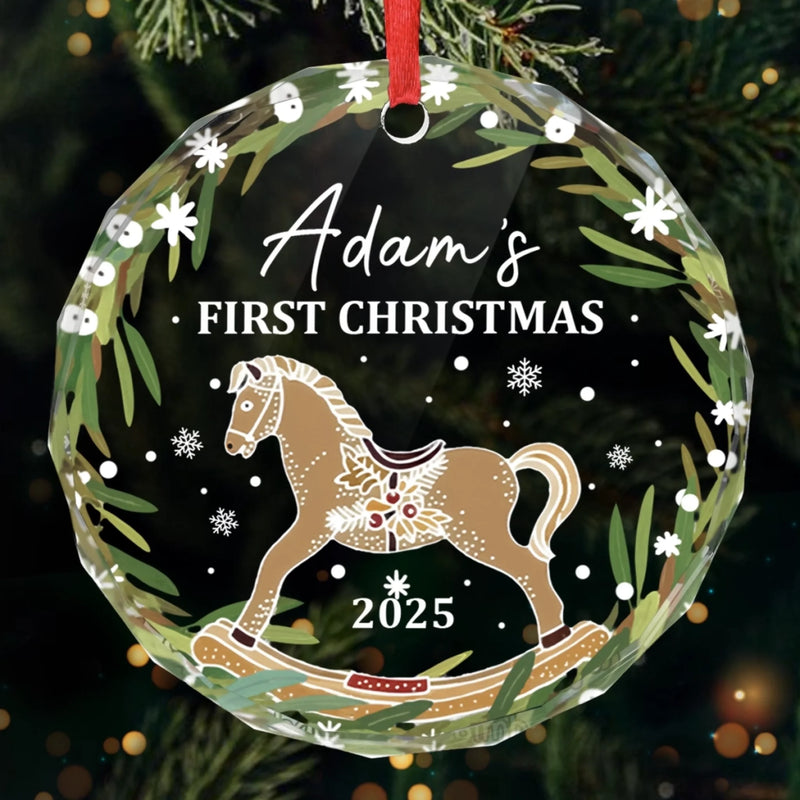 Custom Baby First Christmas Glass Ornament - Personalized Christmas Baby Shower, Gifts For New Moms, New Dads, New Parents - New Joy This Christmas