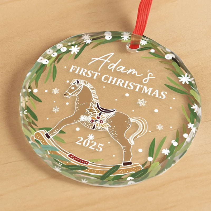 Custom Baby First Christmas Glass Ornament - Personalized Christmas Baby Shower, Gifts For New Moms, New Dads, New Parents - New Joy This Christmas