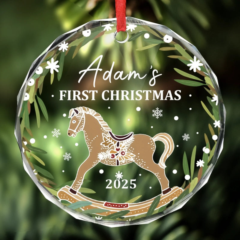 Custom Baby First Christmas Glass Ornament - Personalized Christmas Baby Shower, Gifts For New Moms, New Dads, New Parents - New Joy This Christmas