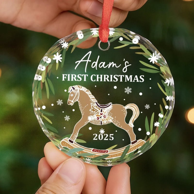 Custom Baby First Christmas Glass Ornament - Personalized Christmas Baby Shower, Gifts For New Moms, New Dads, New Parents - New Joy This Christmas