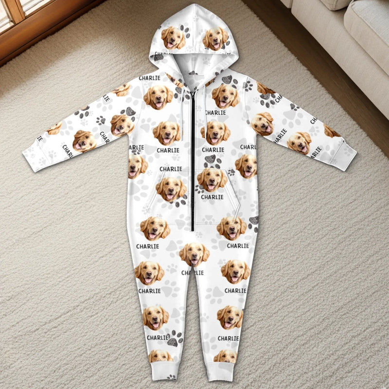 Custom Photo Adult Onesie - Personalized Christmas Birthday Gifts For Dog Cat Lovers, Dog Dad And Mom, Cat Owners - My Dog, My Happy Place