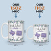 Custom Long Distance Mug - Personalized Best Friend Birthday Gifts For Women, Besties, Sisters, BFF - Hearts Stay Close